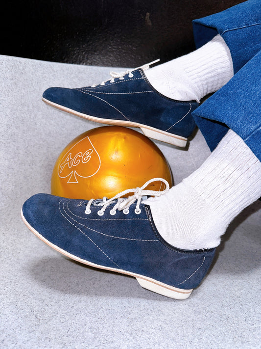 1970s Navy Suede Bowling Shoes Size 6.5