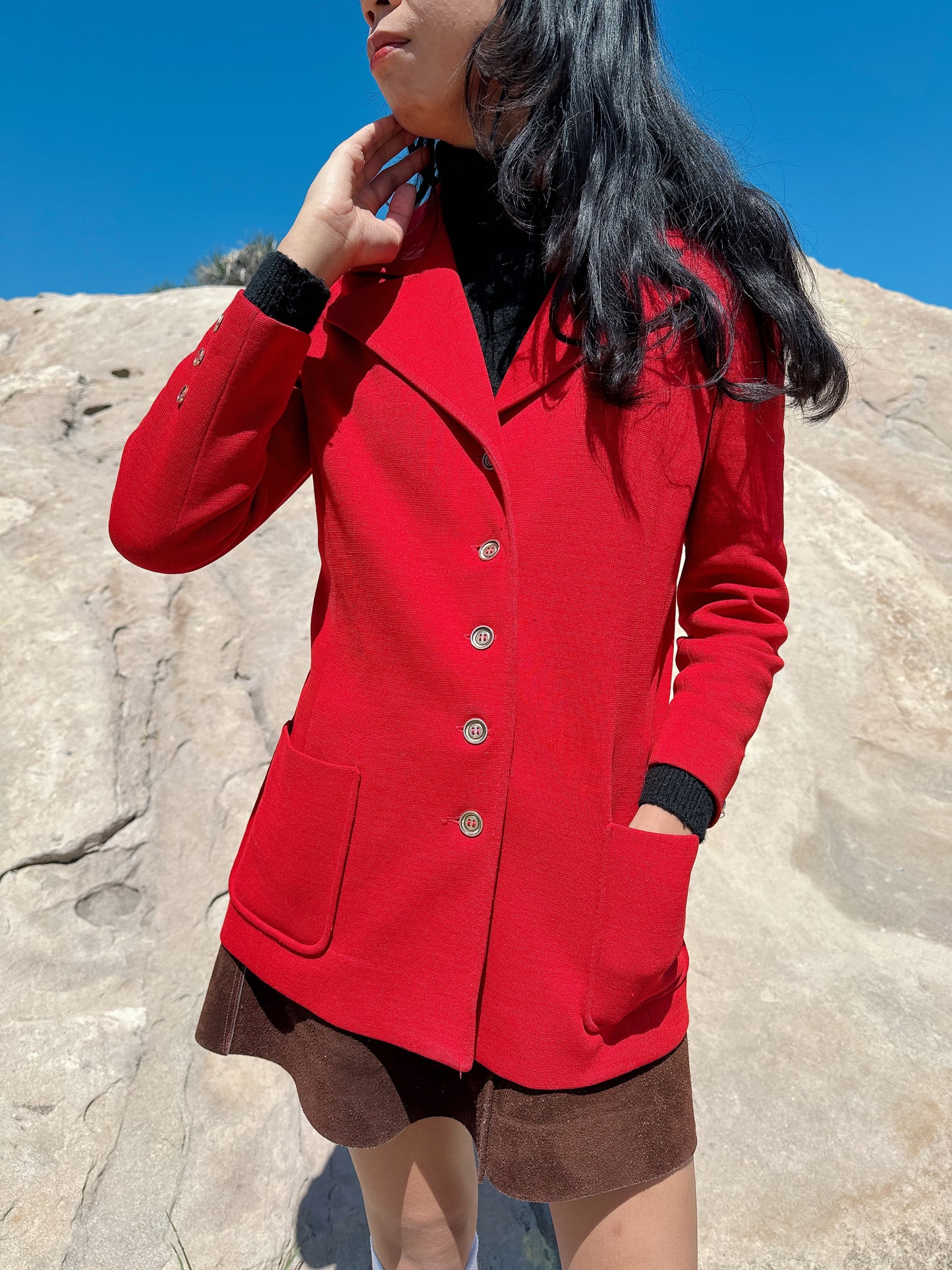 1970s Cherry Red Blazer Jacket by Act III