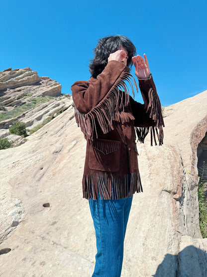 1970s Brown Fringe Suede Jacket