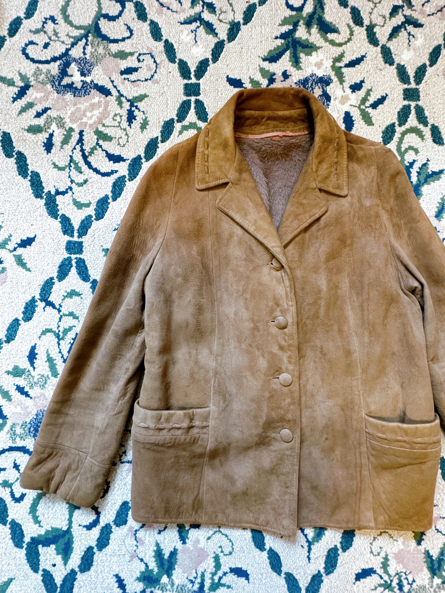 1970s Tan Nubuck Suede Removable Fur Lined Jacket