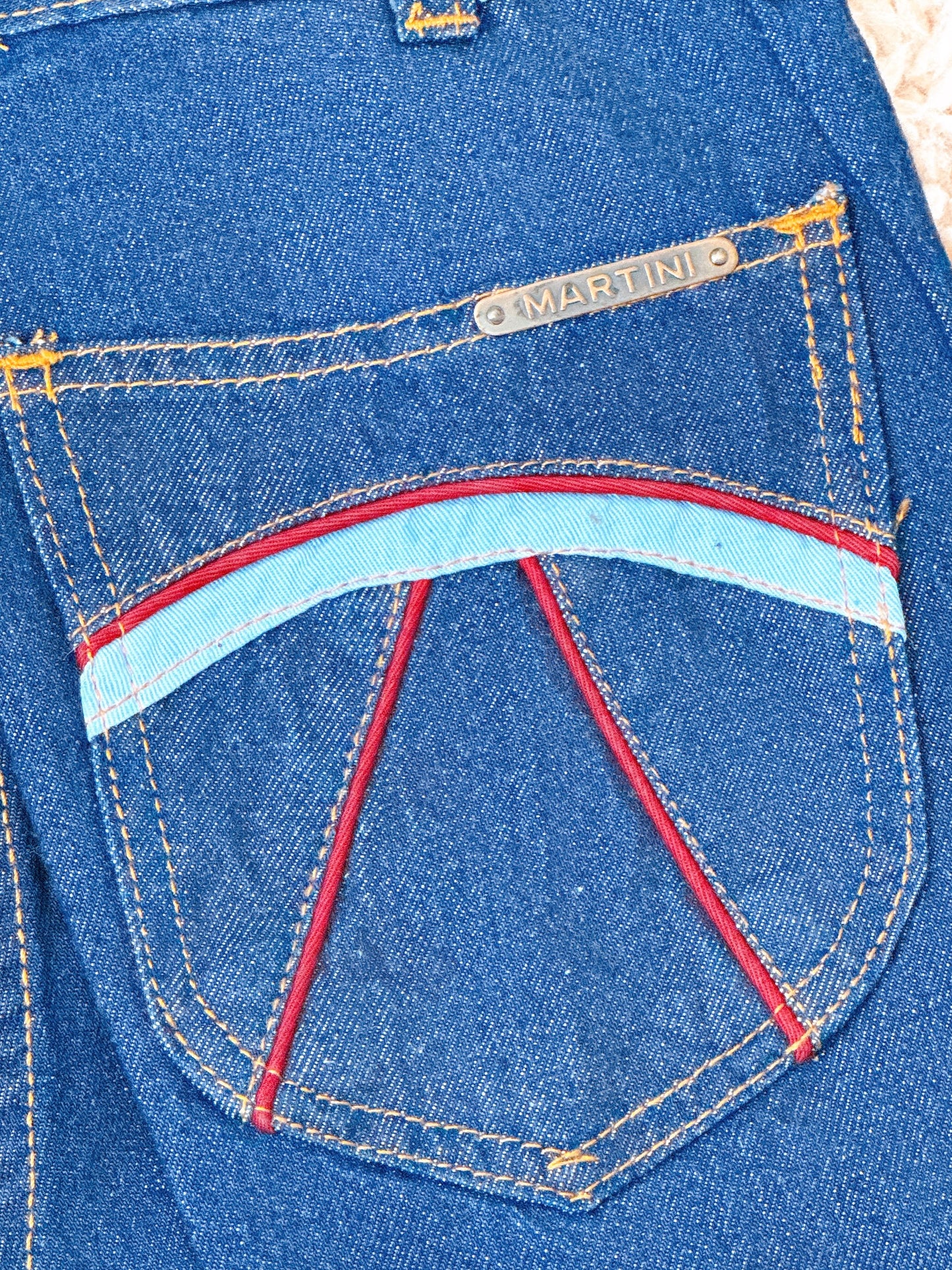 1970s / 1980s Red Piping Pocket Deadstock Denim Cotton Jeans