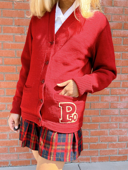 1950s Pomona High School Burgundy Varsity Cardigan