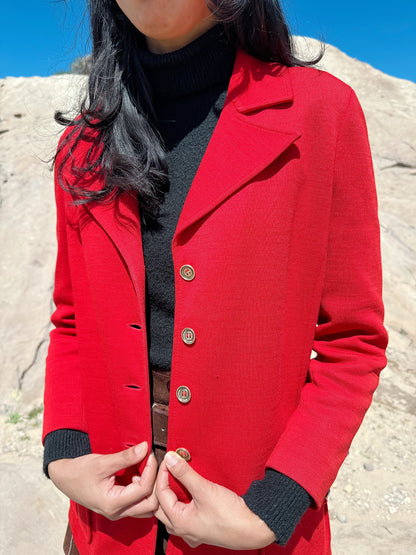 1970s Cherry Red Blazer Jacket by Act III