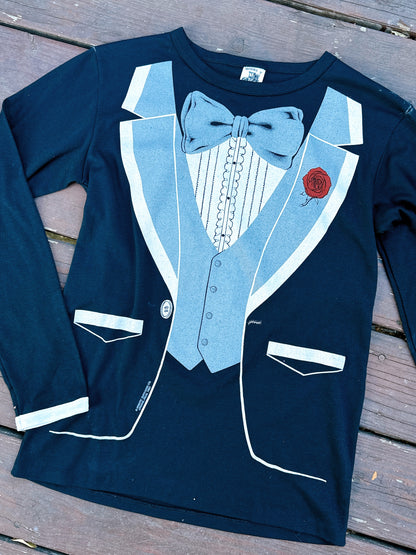 1980s Novelty Tuxedo Long Sleeve T-Shirt