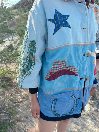 1990s Western Novelty Patchwork Reversible Jacket