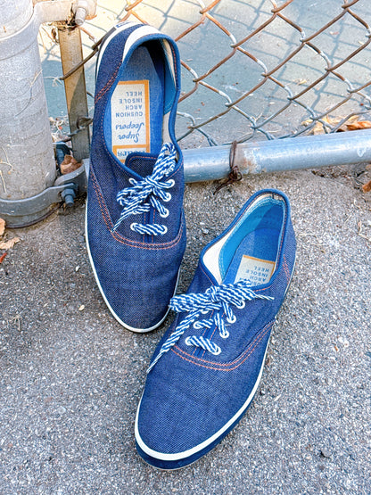 1960s Denim Super Jeepers Sneakers by Sears Size 7.5