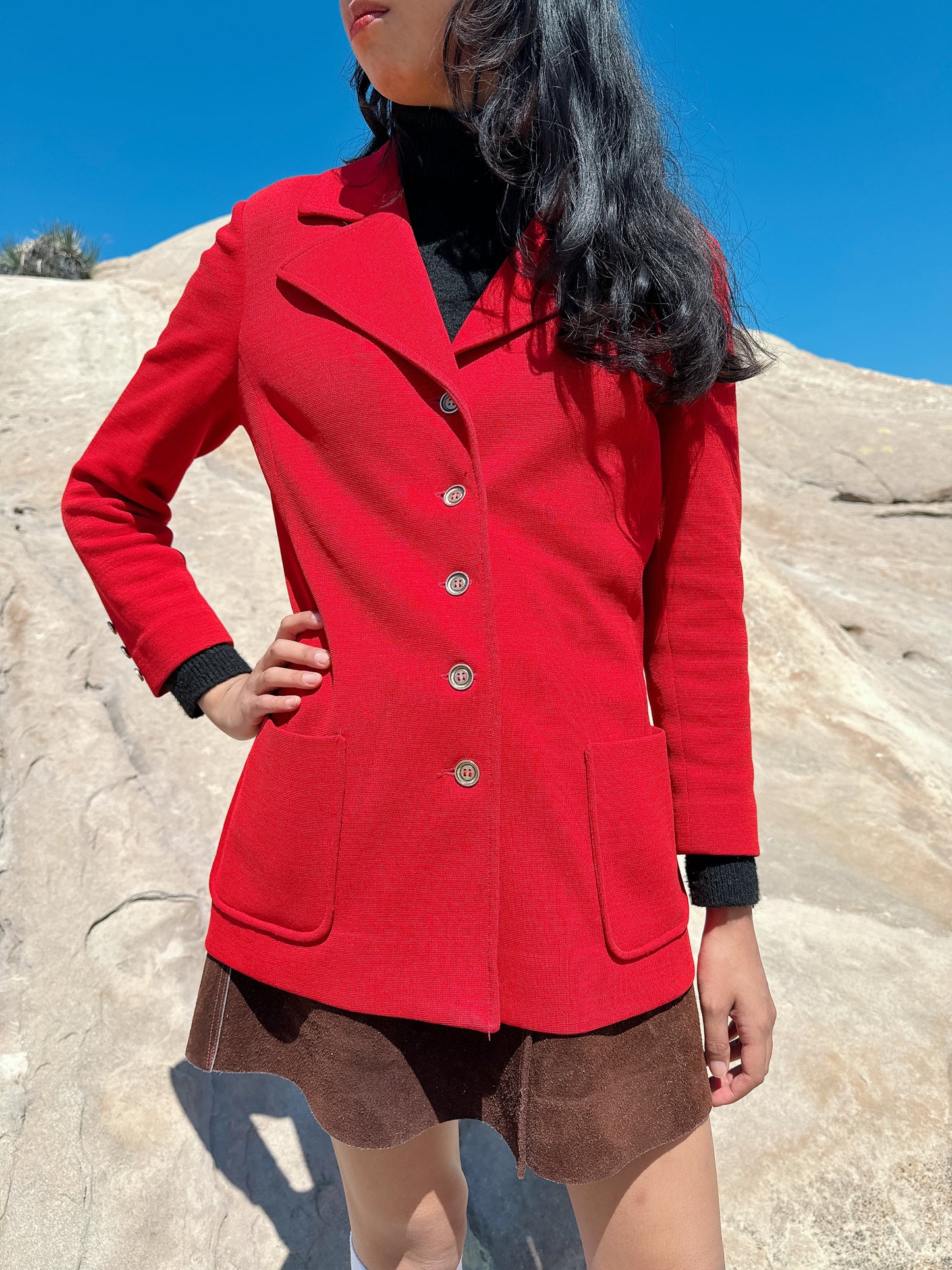 1970s Cherry Red Blazer Jacket by Act III