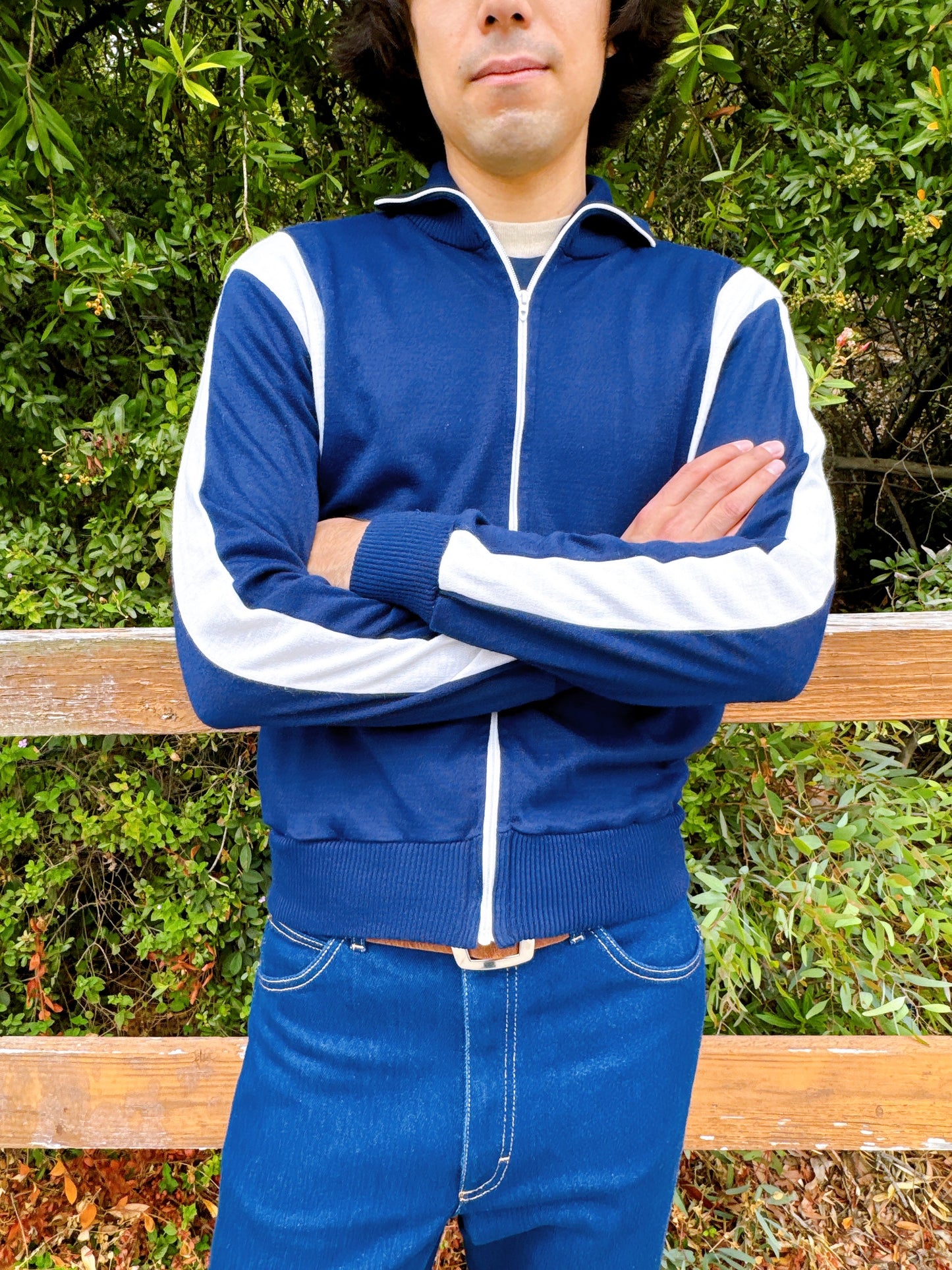 1970s Navy & White Tracksuit Zip-Up Jacket