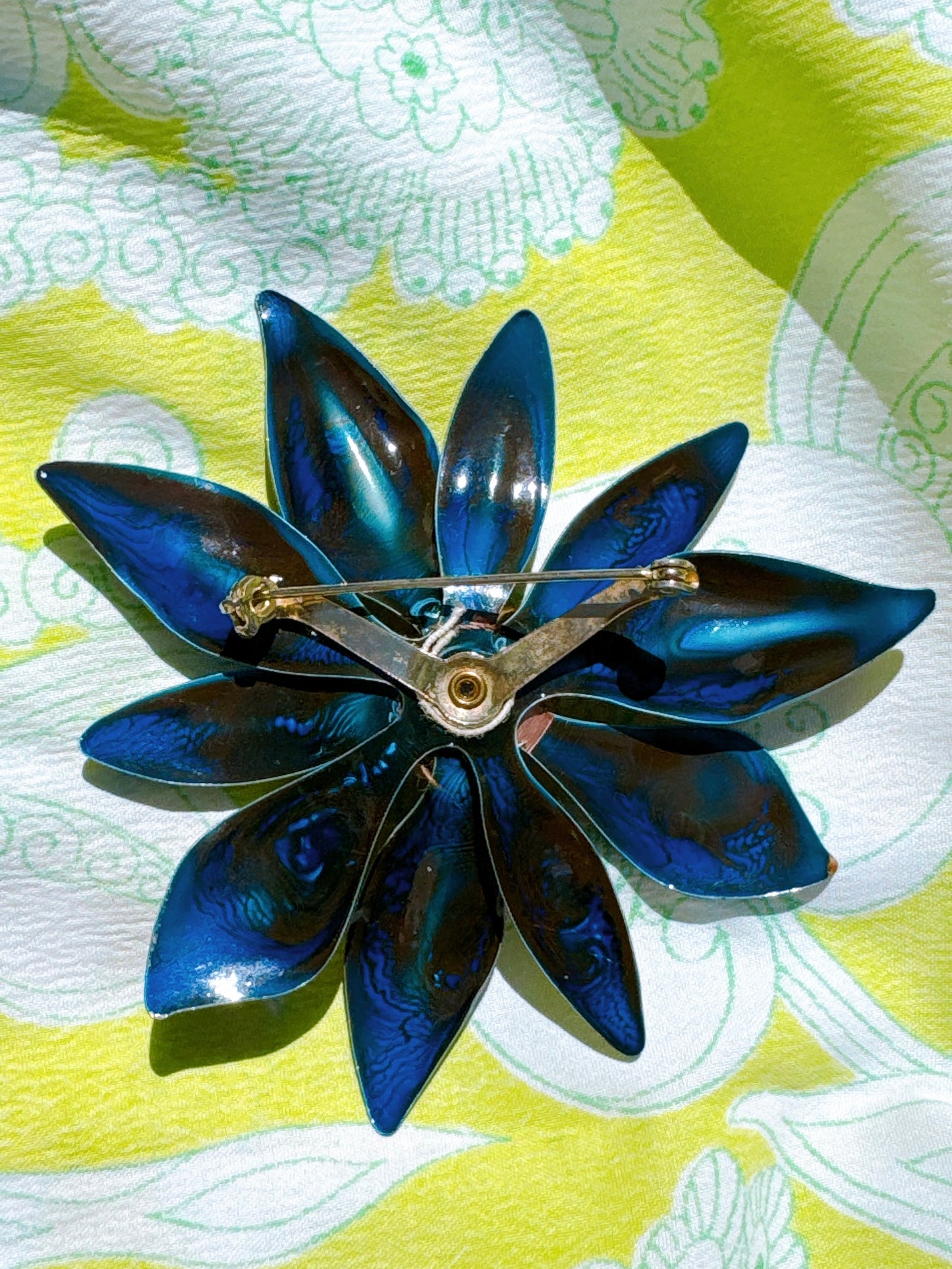 1960s Deep Blue Flower Power Enamel Pin