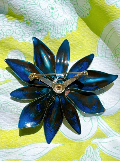 1960s Deep Blue Flower Power Enamel Pin