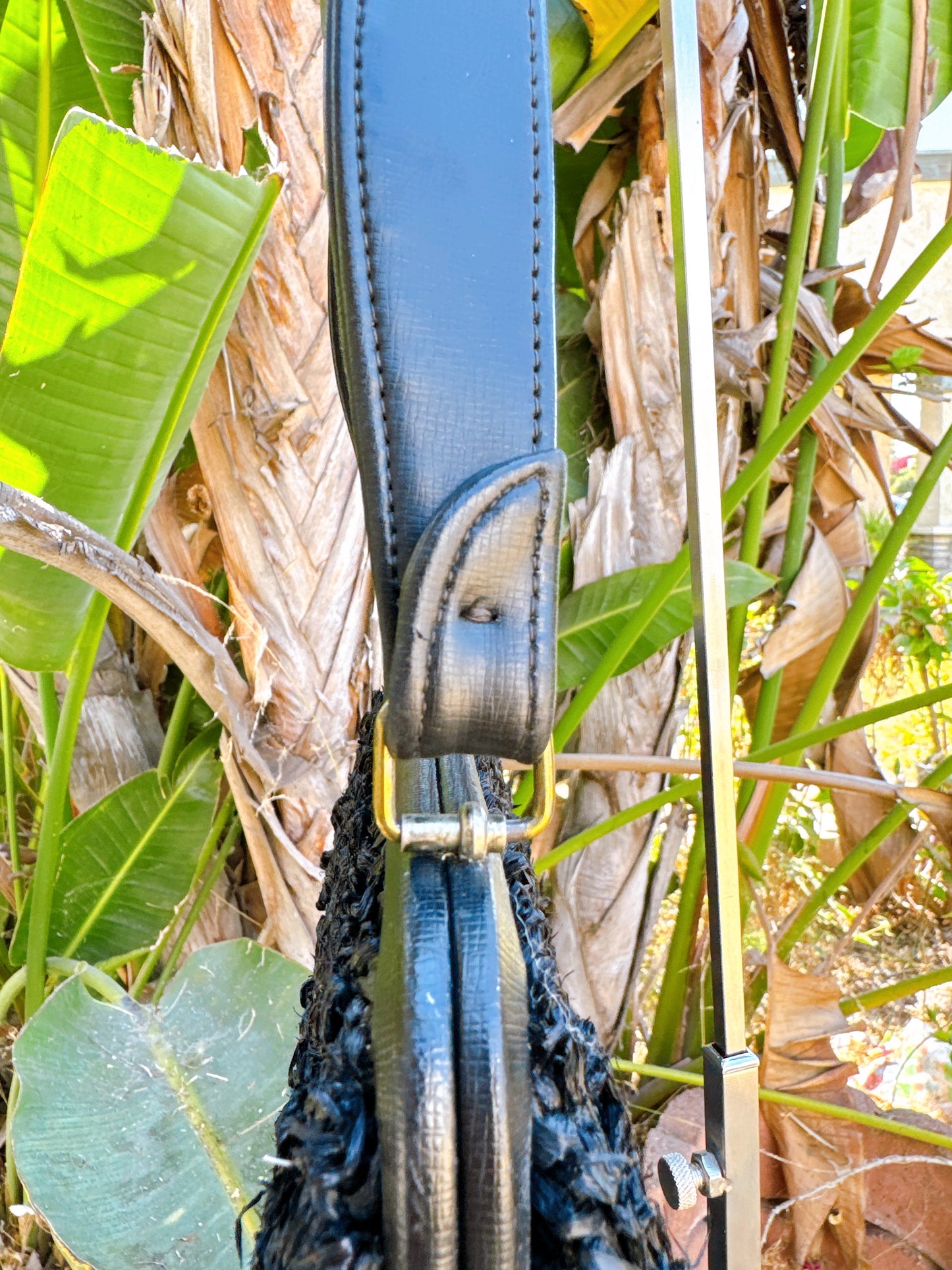 1960s Black Raffia Straw and Leather Purse