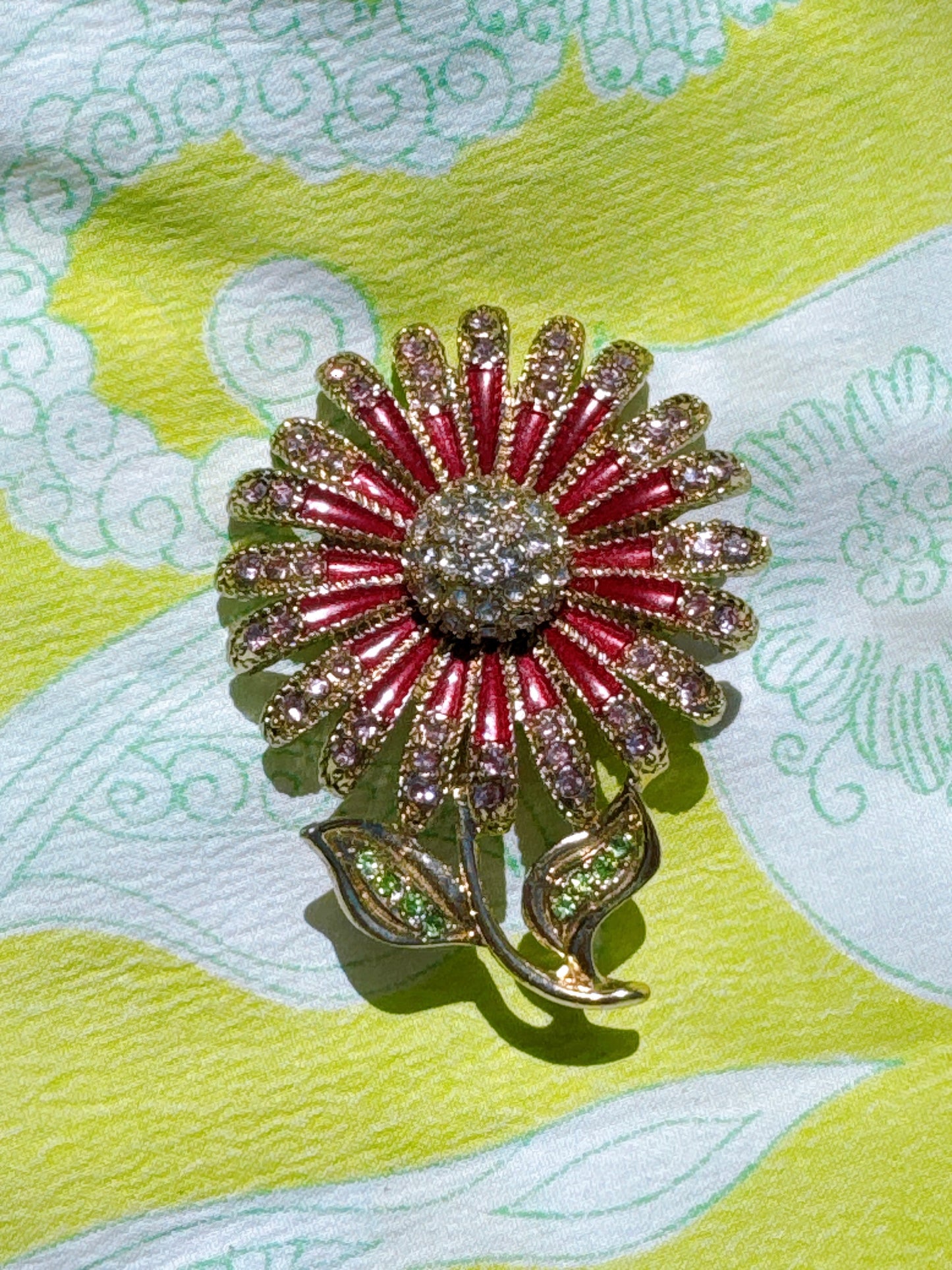 1960s Bedazzled Flower Enamel Pin