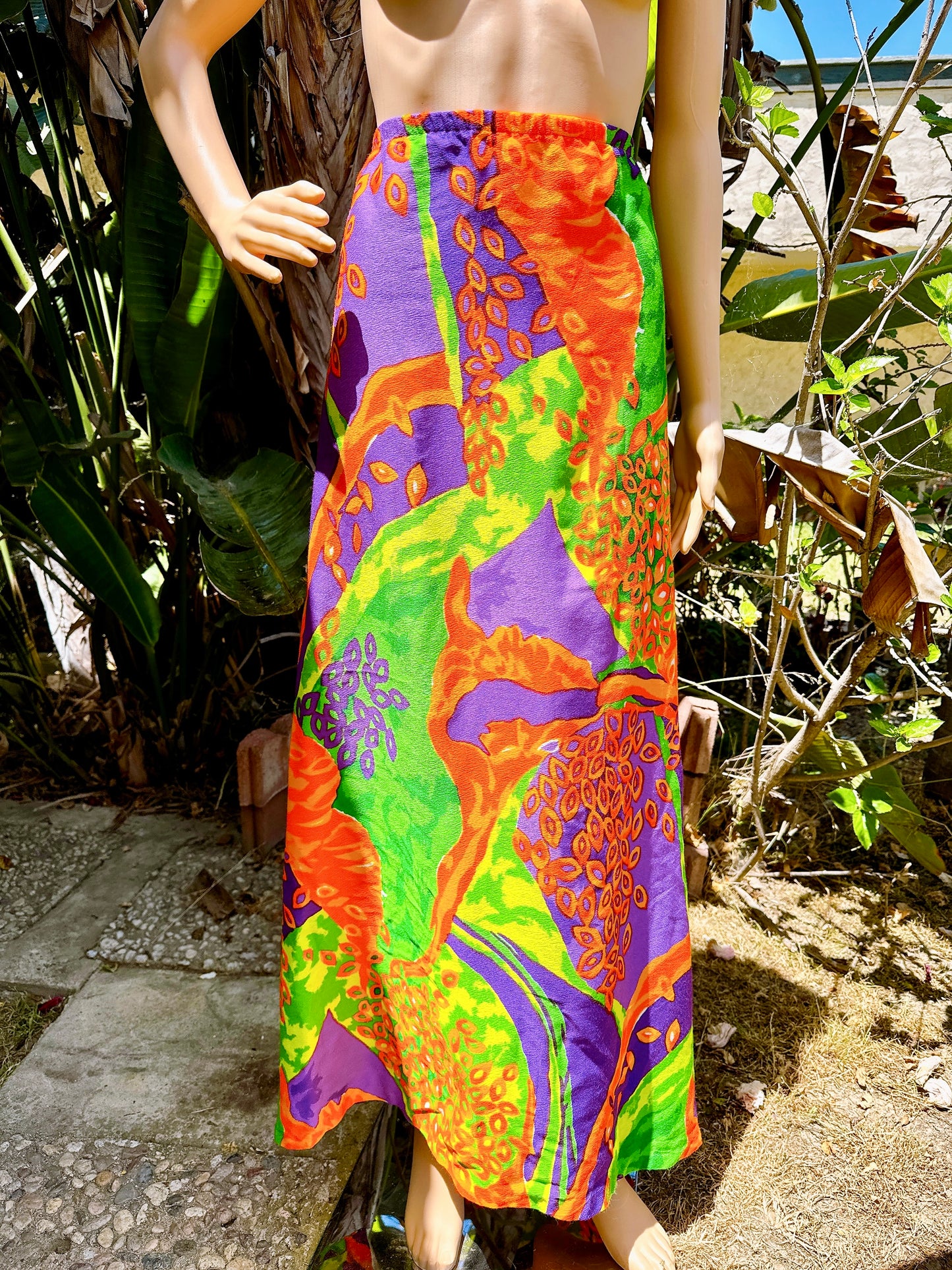 1960s Psychedelic Wrap Coverup Dress / Skirt