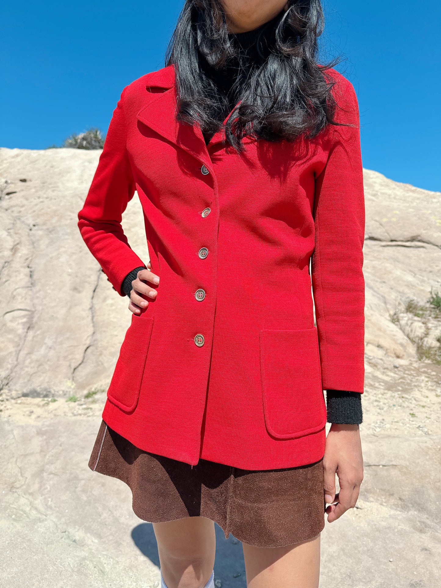 1970s Cherry Red Blazer Jacket by Act III