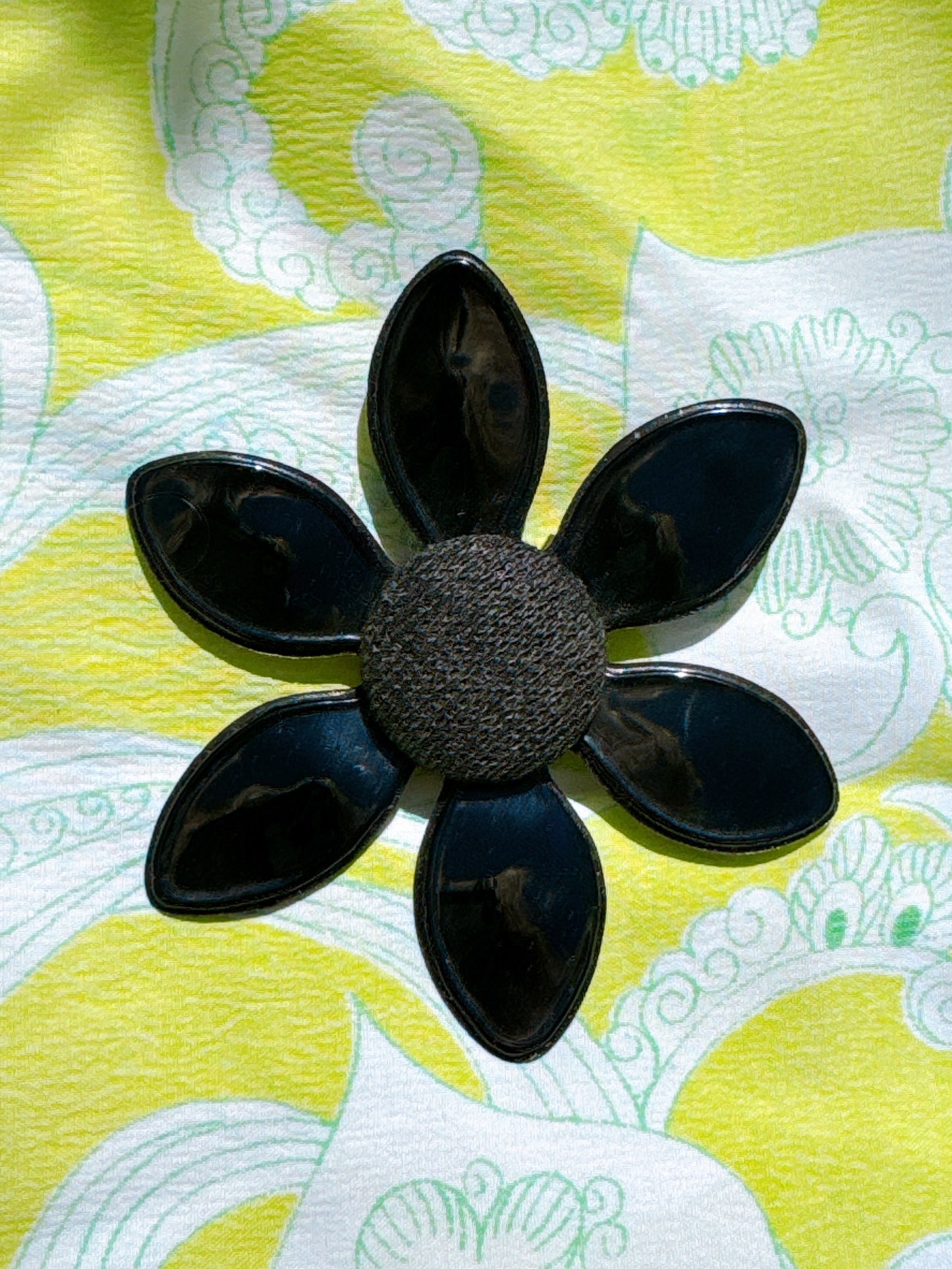 1960s Black Flower Power Vinyl Pin