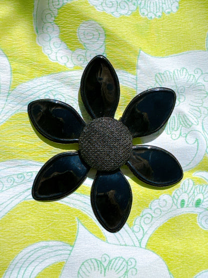 1960s Black Flower Power Vinyl Pin