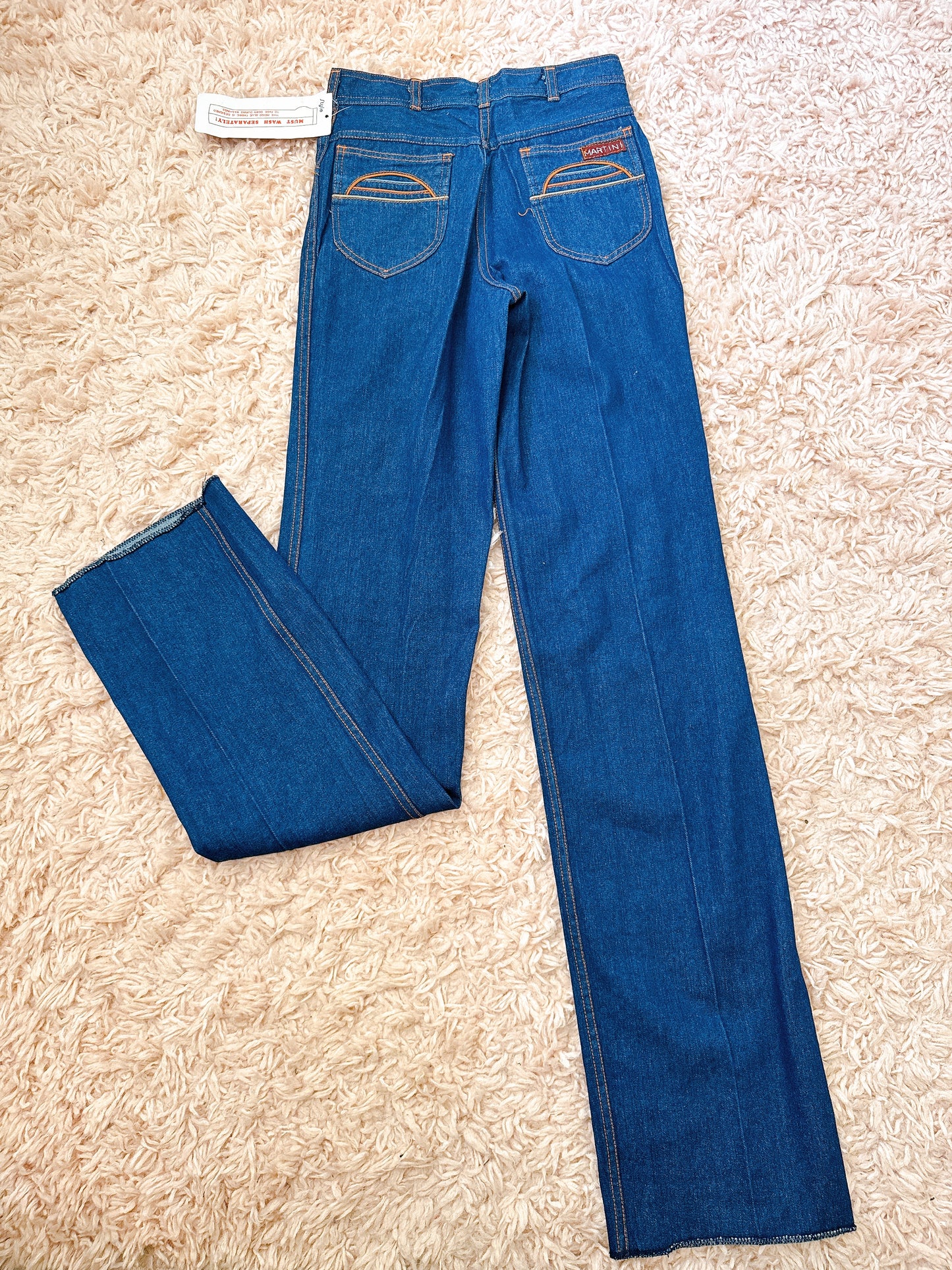 1970s / 1980s Multicolor Piping Pocket Deadstock Denim Cotton Jeans