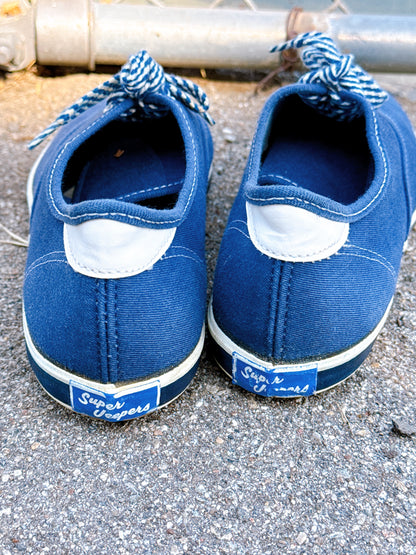 1960s Navy Canvas Super Jeepers Sneakers by Sears Size 7.5