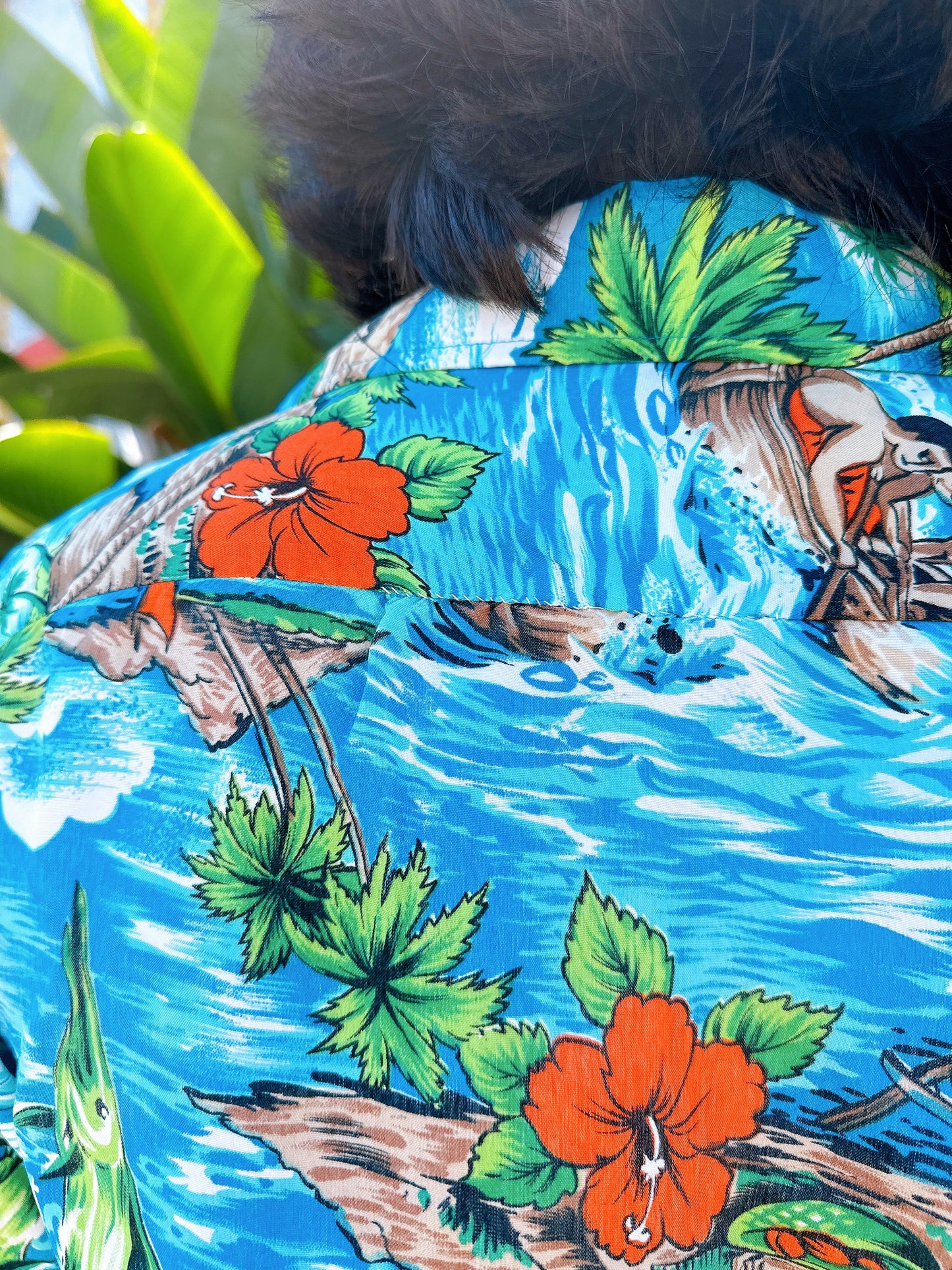 1960s Hawaiian Island Sleeve Water Rayon Hawaiian Shirt