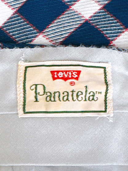 1970s Blue & White Plaid Flare Cuffed Levi’s Panatela Pants 36x31