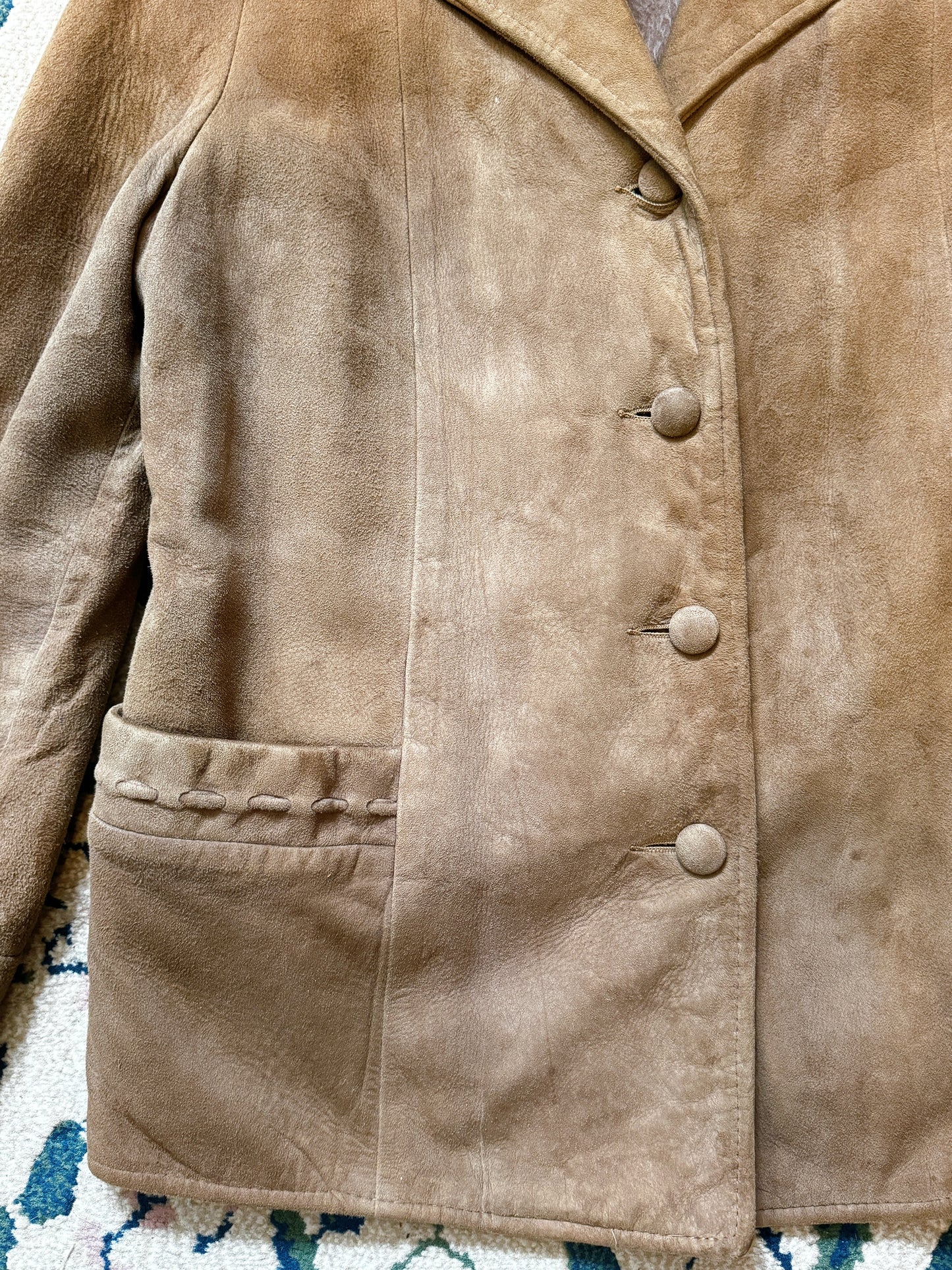 1970s Tan Nubuck Suede Removable Fur Lined Jacket