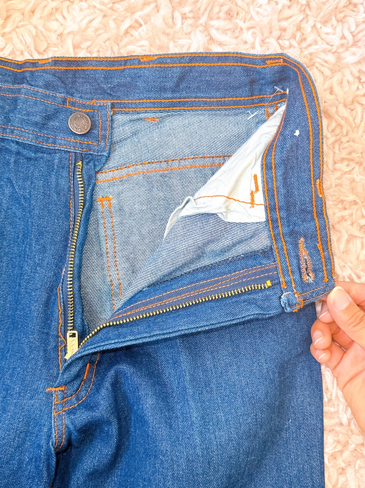 1970s / 1980s Multicolor Piping Pocket Deadstock Denim Cotton Jeans