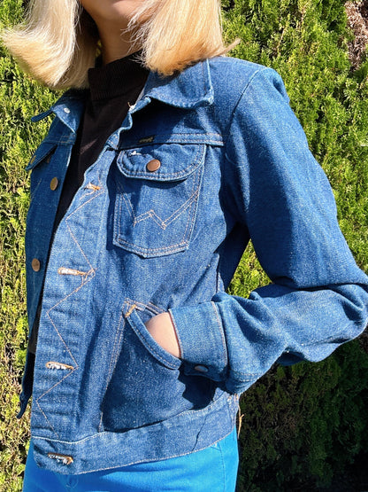 1970s Blue Cropped Denim Jacket by Wrangler