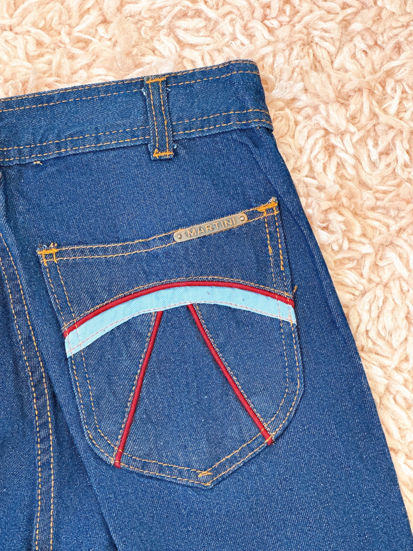 1970s / 1980s Red Piping Pocket Deadstock Denim Cotton Jeans