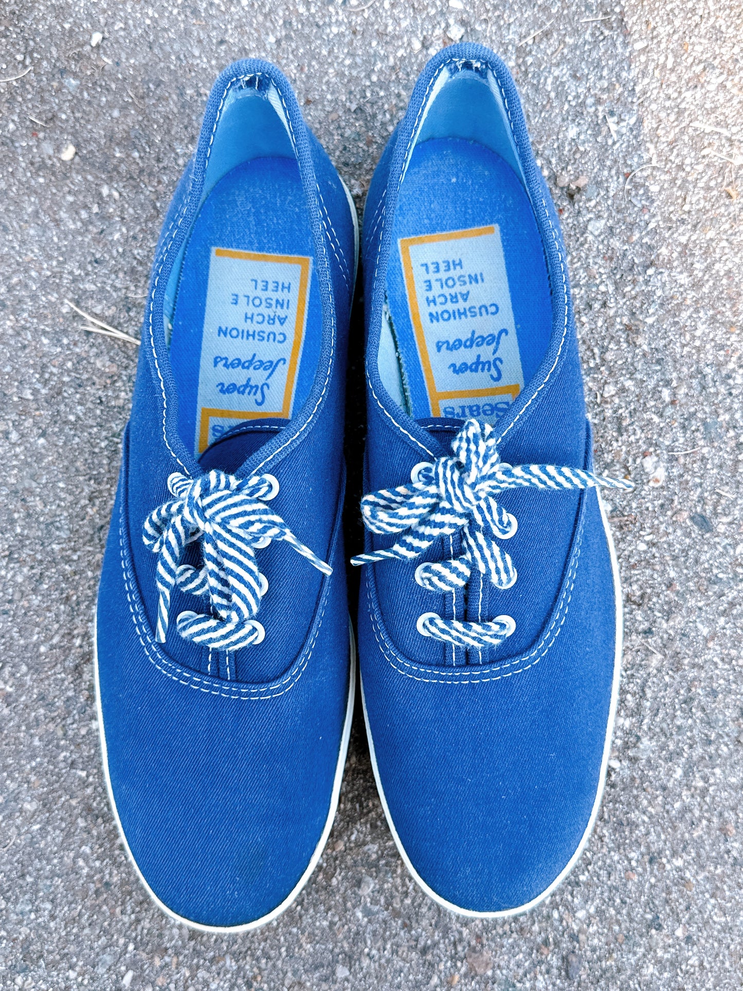 1960s Navy Canvas Super Jeepers Sneakers by Sears Size 7.5