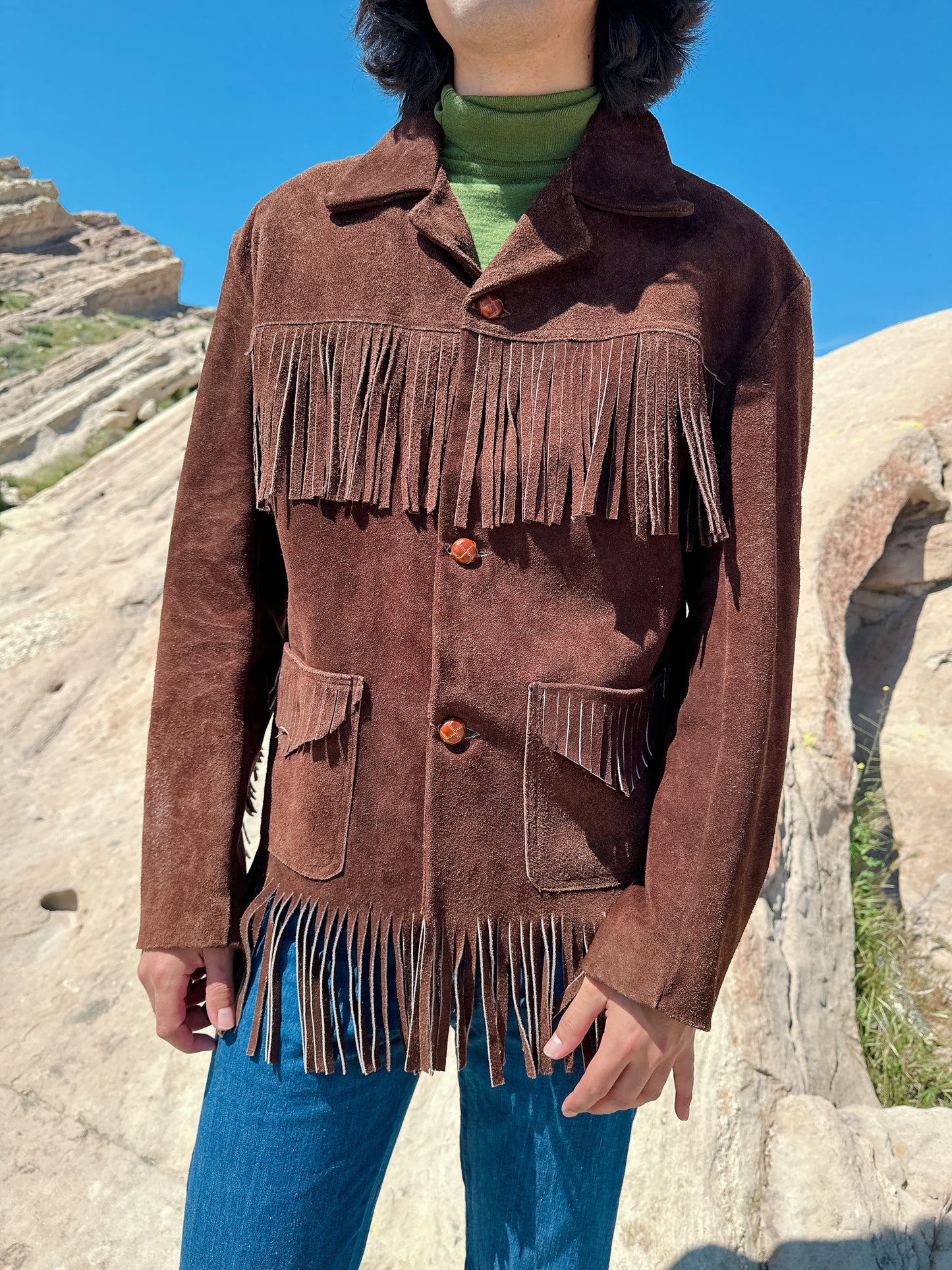 1970s Brown Fringe Suede Jacket