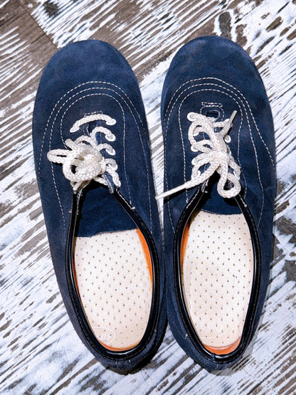 1970s Navy Suede Bowling Shoes Size 6.5