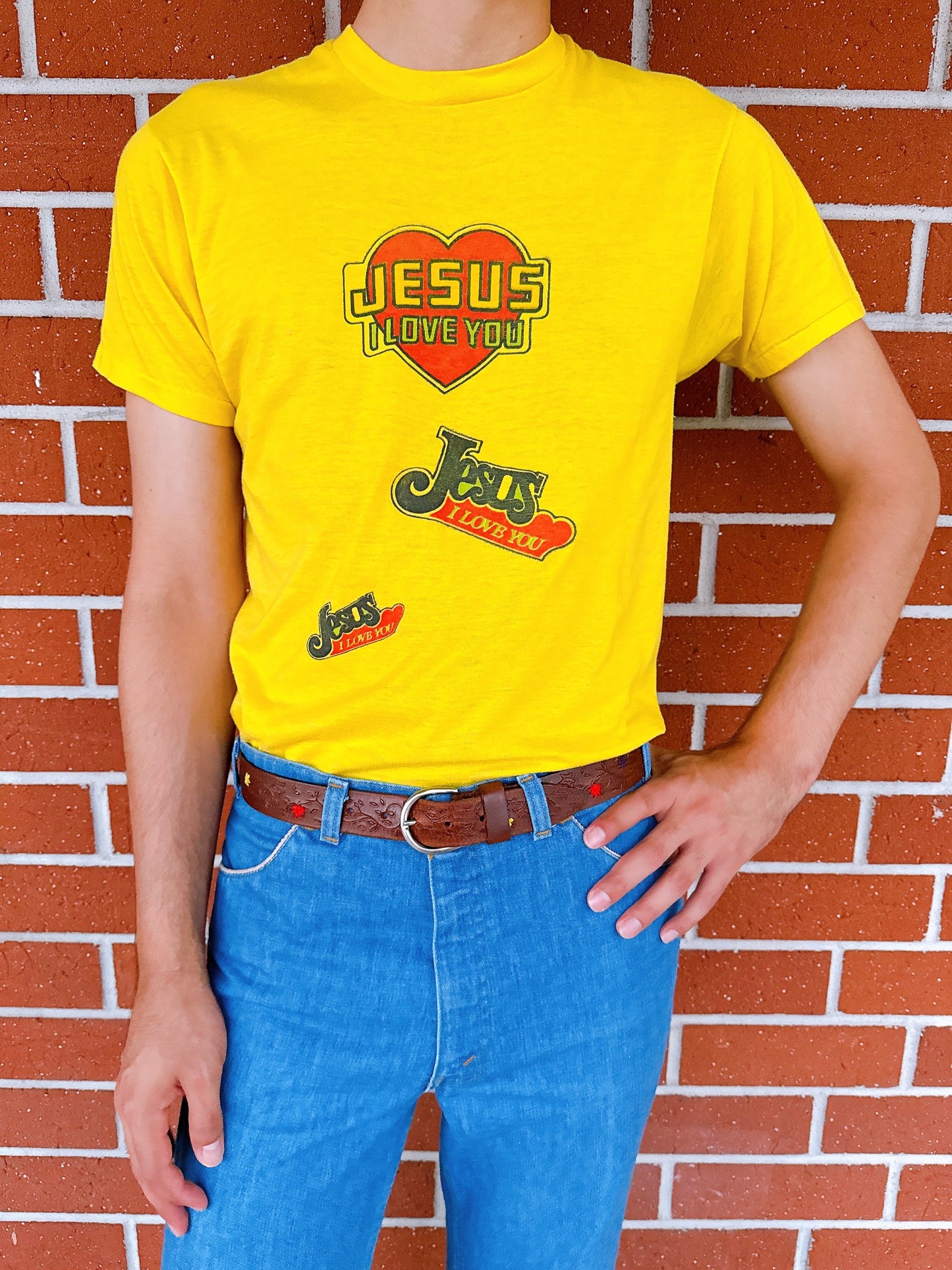 1970s Novelty “Jesus I Love You” Yellow T-Shirt