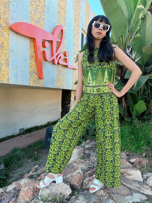 1960s Green Tiki Jumpsuit