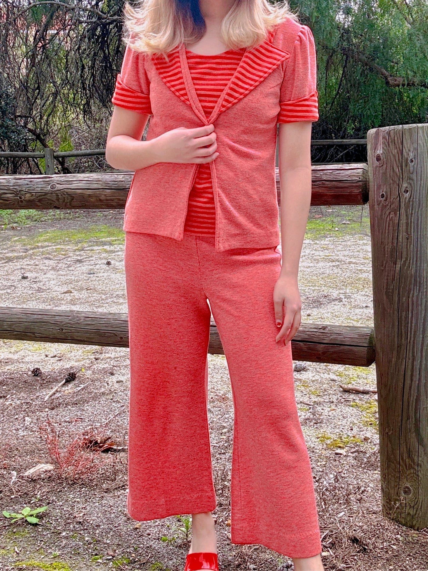 1970s Heather Strawberry Striped Three Piece Set