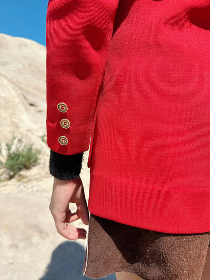 1970s Cherry Red Blazer Jacket by Act III