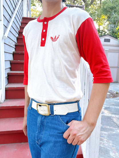 1980s Red & White Adidas Baseball Tee