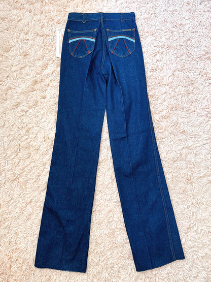 1970s / 1980s Red Piping Pocket Deadstock Denim Cotton Jeans