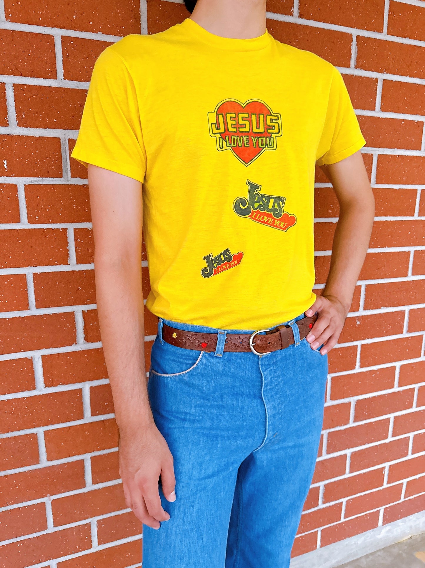 1970s Novelty “Jesus I Love You” Yellow T-Shirt