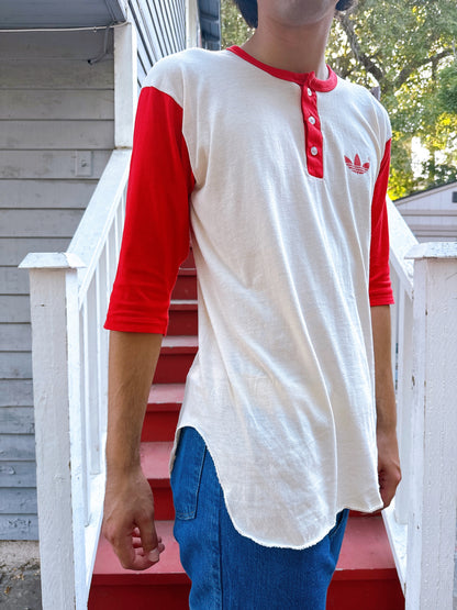 1980s Red & White Adidas Baseball Tee