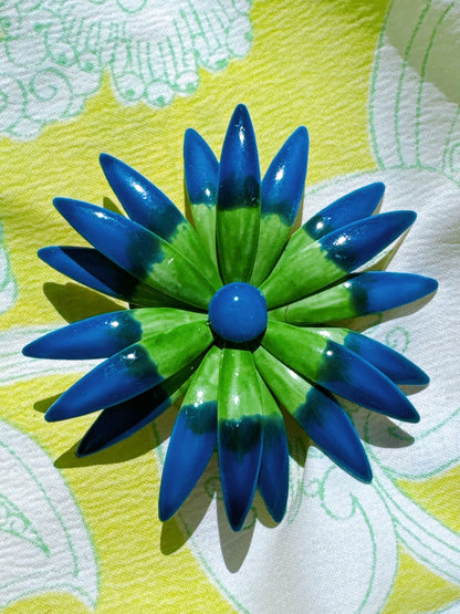 1960s Blue & Green Ombré Flower Power Enamel Pin