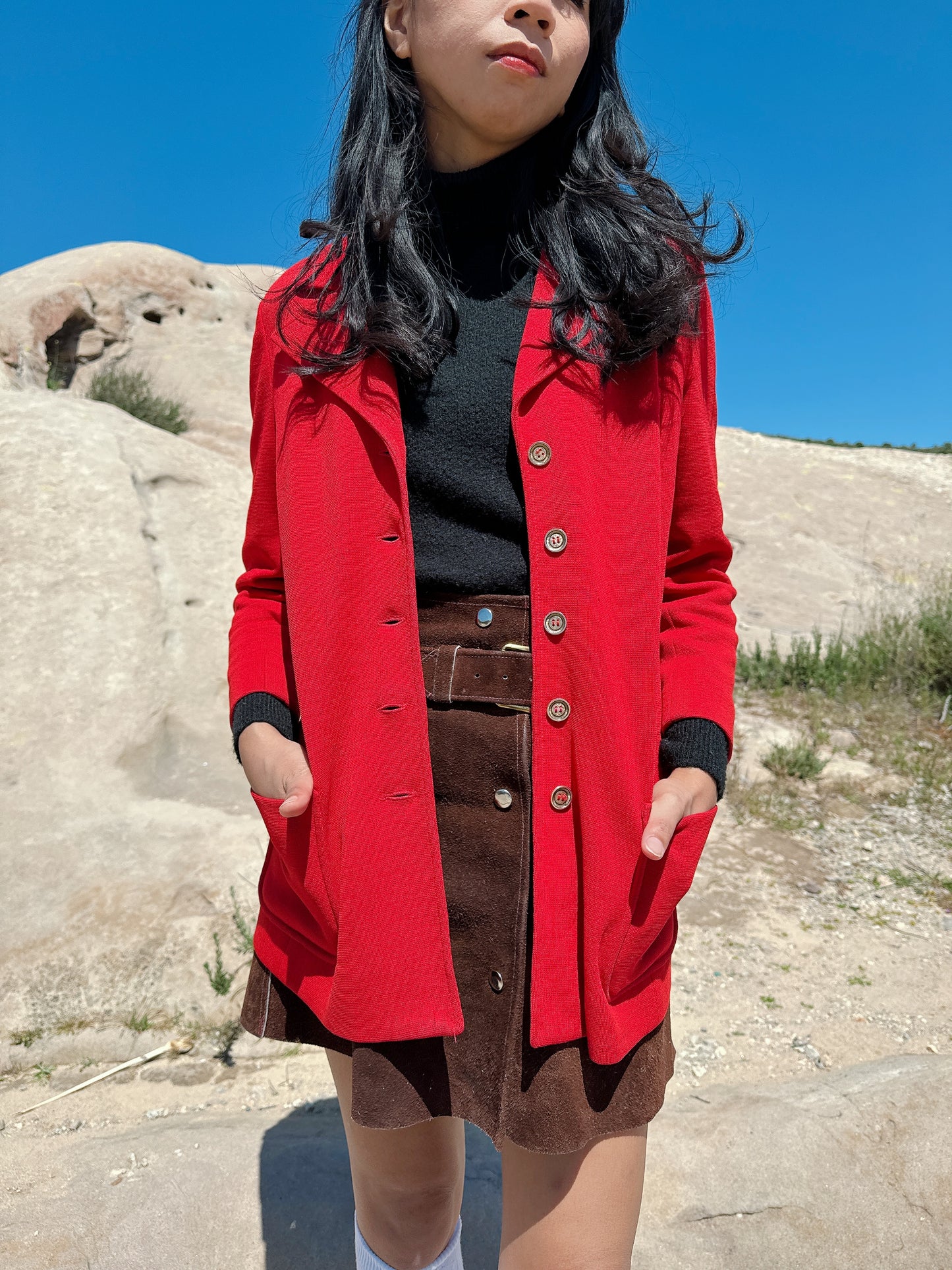 1970s Cherry Red Blazer Jacket by Act III