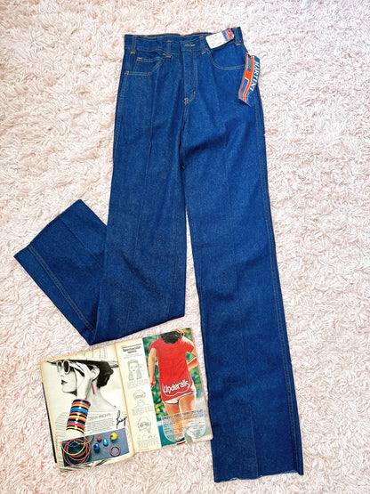 1970s / 1980s Red Piping Pocket Deadstock Denim Cotton Jeans