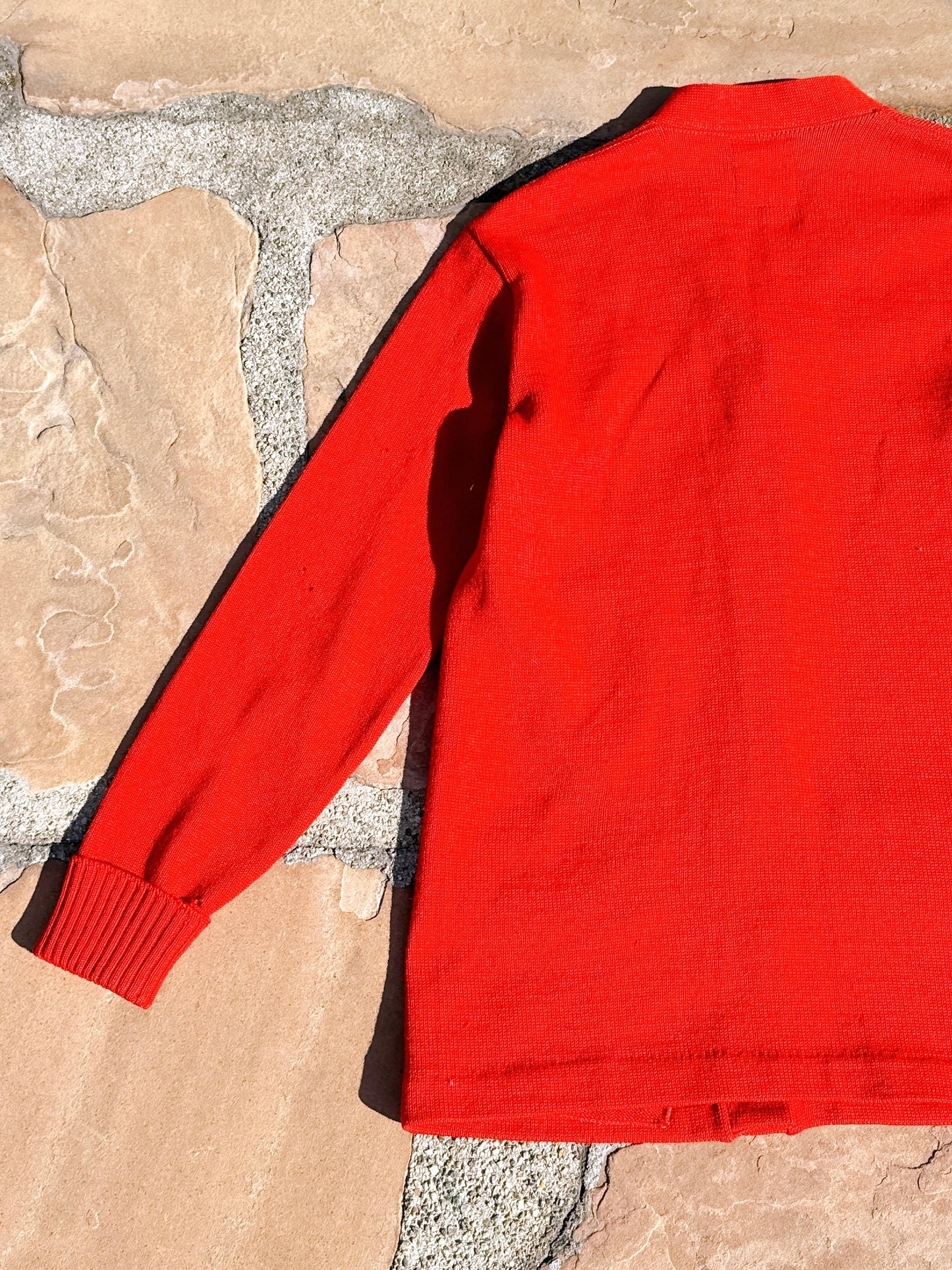 1950s 1958 Red 100% Wool School Cardigan