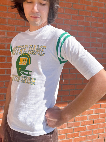 1970s “Notre Dame Fightin’ Irish” White & Green Novelty Raglan T-Shirt