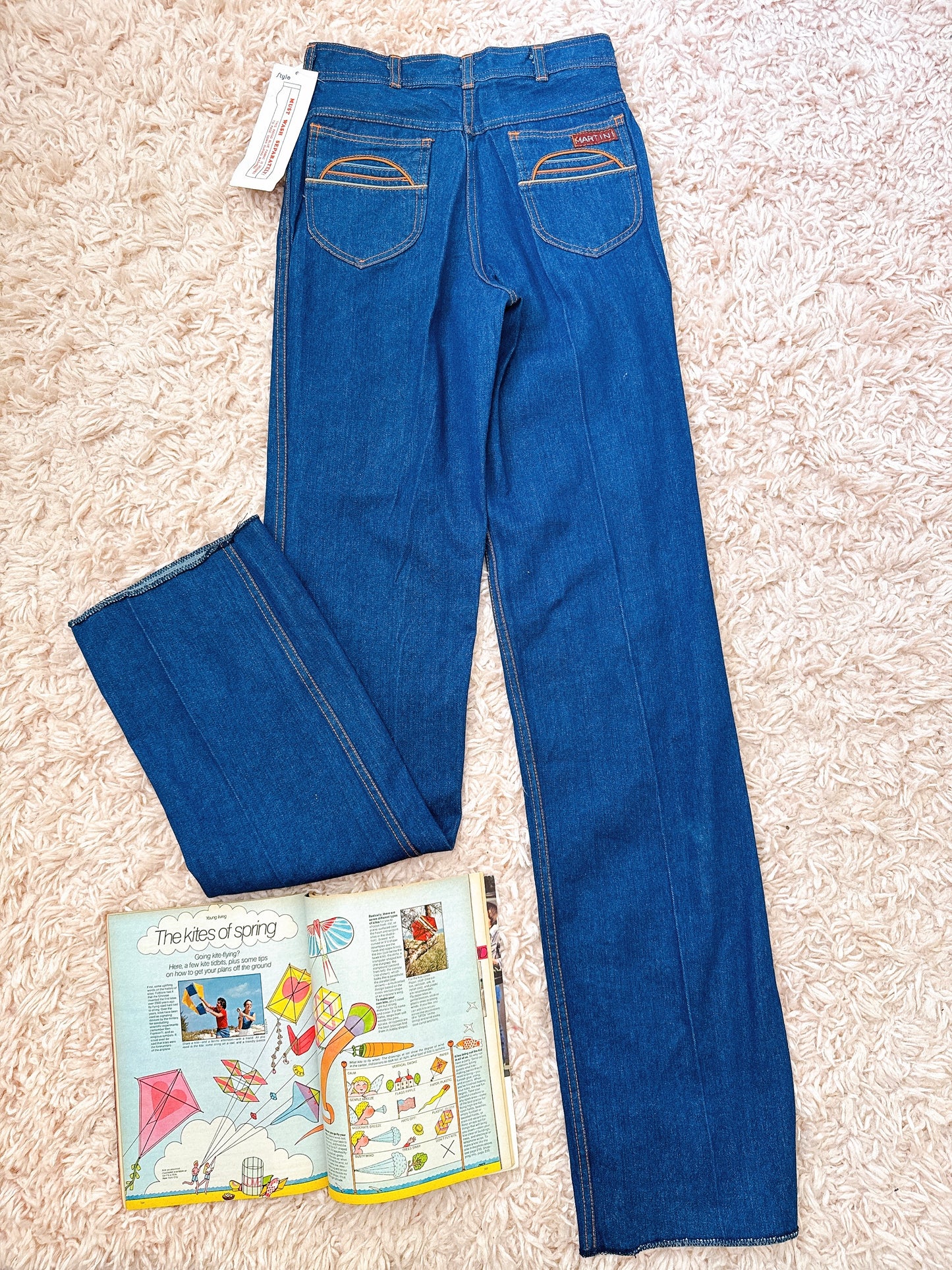 1970s / 1980s Multicolor Piping Pocket Deadstock Denim Cotton Jeans