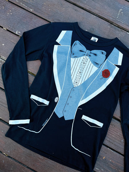 1980s Novelty Tuxedo Long Sleeve T-Shirt