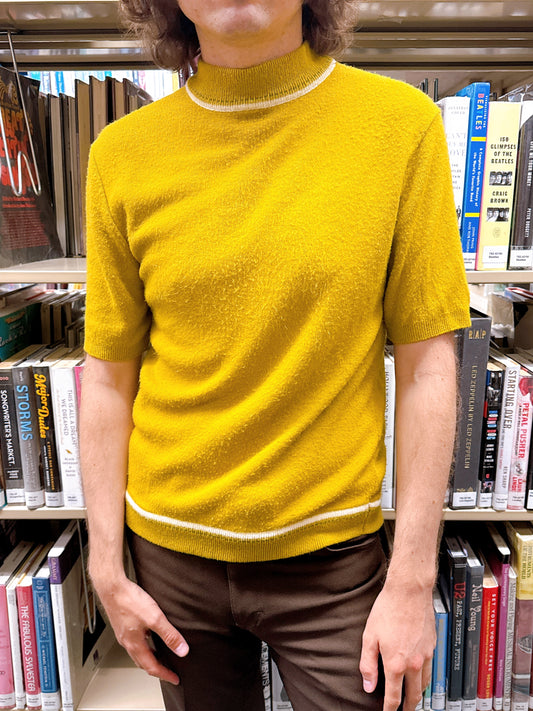 1960s Mustard and White Knit Top