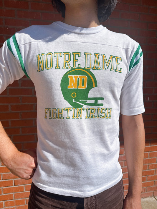 1970s “Notre Dame Fightin’ Irish” White & Green Novelty Raglan T-Shirt