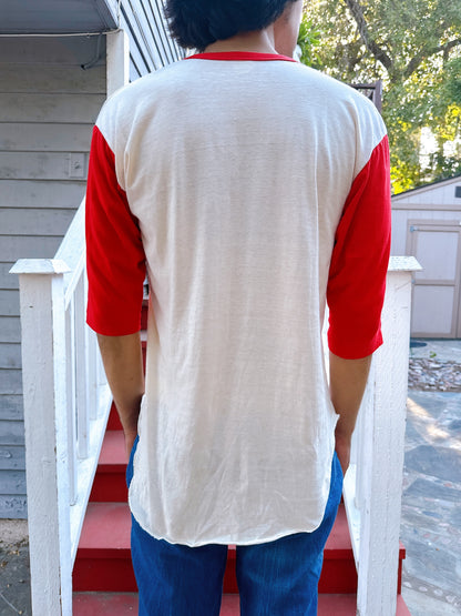 1980s Red & White Adidas Baseball Tee