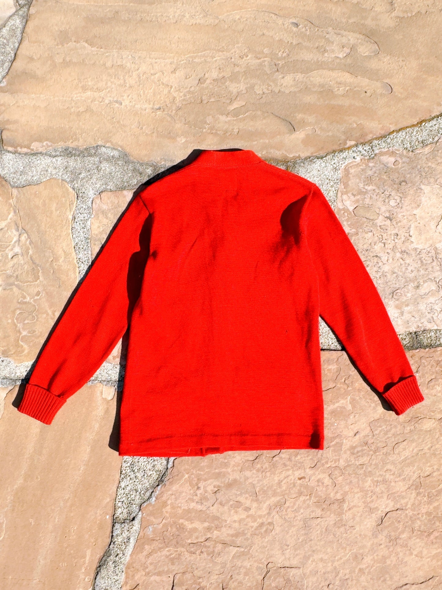 1950s 1958 Red 100% Wool School Cardigan